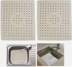 1-2Pcs 12x10in Kitchen Sink Mat Non-Slip Rubber Drain Pad Protector Food Drainer - Picture 1 of 16