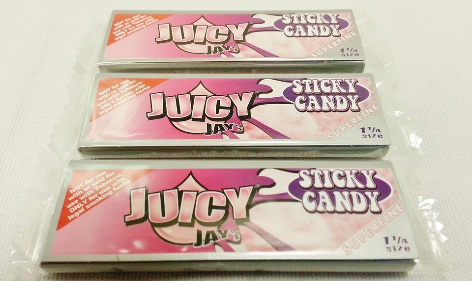 3 Packs Superfine Sticky Candy JUICY JAY'S 1 1/4 Packs With Free Shipping