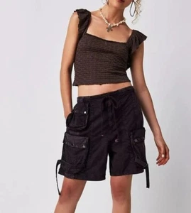 NEU Free People Moon Bay Parachute lässige Shorts S Small schwarz Cargo - Bild 1 von 4