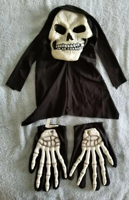 Hooded Skeleton Mask and Gloves, size M, Excellent condition. - Image 1 of 2