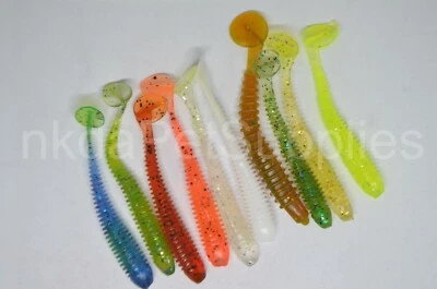 10 x Perch Lures Bait Grub Worm Soft Plastic 6cm Chub Pike Fishing Tackle Jig - Image 1 of 4
