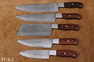 Custom Handmade Hand forged Damascus Steel Chef Knives Set Kitchen Set SI-62 - Picture 1 of 5