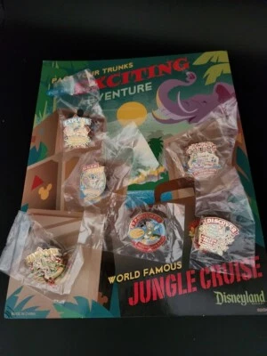 Disney 2008 GWP Jungle Cruise Collection pin set with background - Image 1 of 4
