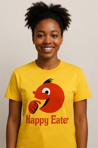 Happy Eater Yellow or red T-Shirt black mirror - Picture 1 of 5