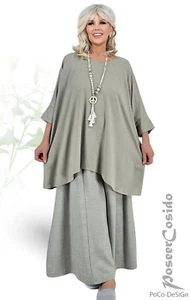 LAGENLOOK Tunika Long Shirt Überwurf salbei lind 46 48 50 52 54 56 XL-XXL-XXXL - Bild 1 von 13