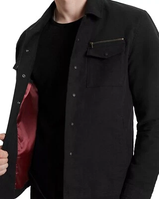 Chaqueta utilitaria John Varvatos Collection para hombre Callum bolsillo frontal con cremallera negra Foto 1 de 4