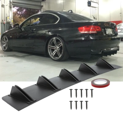 Difusor trasero para E90 E92 E93 330i 335i parachoques labio 5 aletas alerón divisor negro Foto 1 de 4