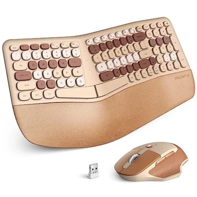 The New Ergonomic Wireless Keyboard Mouse Combo Split Keyboard Adjustable Dpi - Image 1 of 4