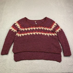 Free People Sweater Womens Size Medium Plum Purple Stripe Knit Alpaca Blend - Picture 1 of 9