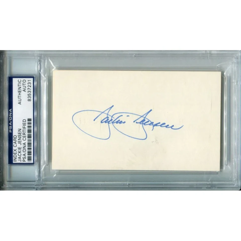 Jackie Jensen Autographed 3x5 Card (PSA/DNA) - Image 1 of 1