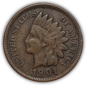 1901 Indian Head Cent Extremely Fine XF Coin #23626 - Picture 1 of 3
