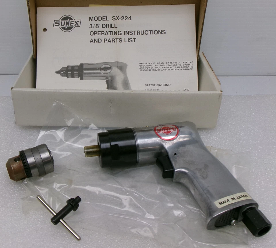 SUNEX 3/8" DRILL 2600 RPM MODEL: SX-224 NEW #390G Foto 1 de 4