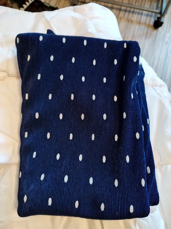 Jersey Plissee dunkelblau mit weißen Punkten - Bild 1 von 1