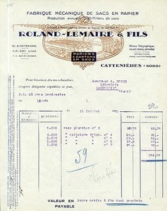 Dépt 59 - Cattenières - Belle Papeterie ROLAND-LEMAIRE & Fils du 12/07/1930 - Picture 1 of 1