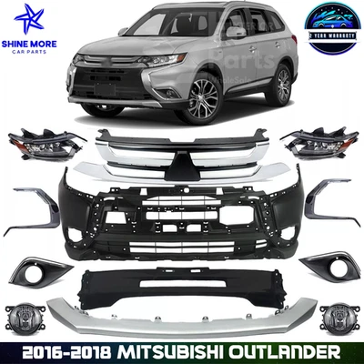 Front Bumper Cover Fascia & Grille Assembly For 2016-2018 Mitsubishi Outlander Foto 1 de 4