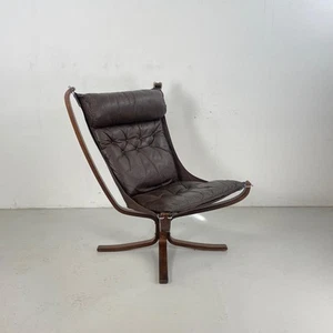 VINTAGE DARK BROWN LEATHER FALCON CHAIR SIGURD RESELL RESSELL MIDCENTURY #4582 - Picture 1 of 13
