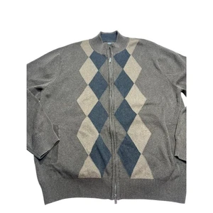 Men’s XL Consensus Argyle Zip cardigan Sweater Preppy Golf Knit Jacket grandpa - Picture 1 of 7