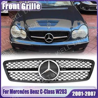 Chrome Bumper Grille W/Star For Mercedes Benz W203 01-07 C240 C280 C320 C350 C32 Foto 1 de 4