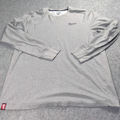 Milwaukee 衬衫男式大号灰色长袖性能工作标志圆领 T 恤 — 第 1/4 张图片
