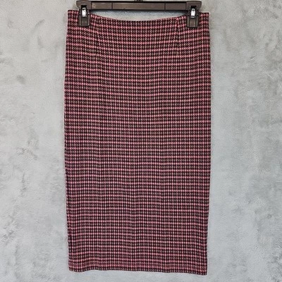 Max Mara Weekend Knit Pencil Skirt Womens Size XS Pink Navy Tan Houndstooth Zip - Image 1 of 4