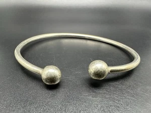 "Brazalete de bola redondo vintage de plata de ley de 8,5""" - Imagen 1 de 10