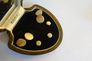 Krementz Vintage Tuxedo Shirt Stud Cufflinks Art Deco Gold 14k overlay - Picture 1 of 3