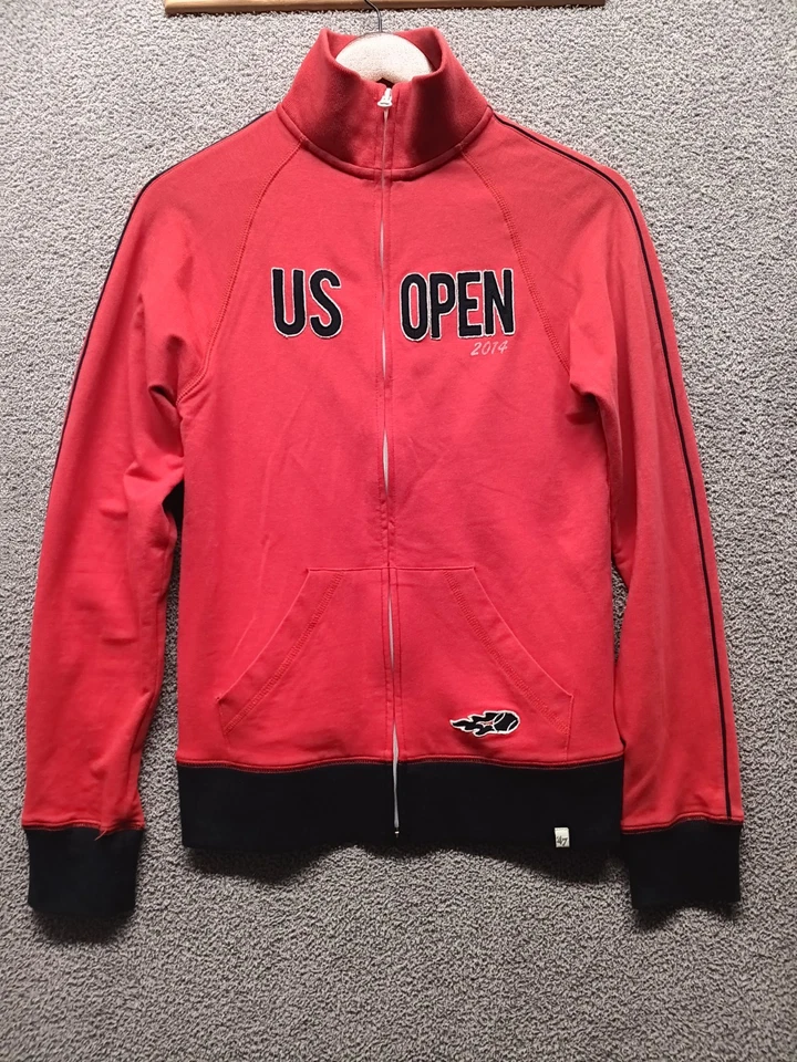 47 品牌美国公开赛 2014 全拉链田径夹克红色黑色 S 棉男式/中性 — 第 1/4 张图片