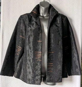 NEW! Grace Chiang XL Black Embroidered Asian Inspired Jacket - Picture 1 of 9