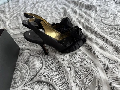 Arco delantero satinado terciopelo negro BCBG Max Azria talla 6 ¡EXCELENTE ESTADO USADO! Foto 1 de 4