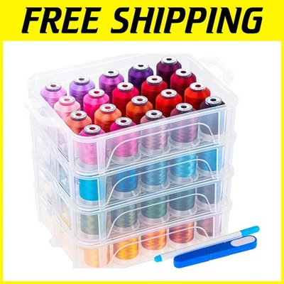 80 Premium Polyester Spools with Lockable Clear Storage for Seamless Stitching - Image 1 of 4
