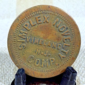 Vineland, New Jersey Simplex Novelty Company G/F 5¢ Arcade Token 900-SIM SP6475 - Picture 1 of 2