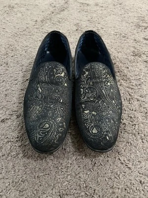 Aldo Men’s Black Dress Loafers w/Golden Paisley Print SZ 10 - Image 1 of 4