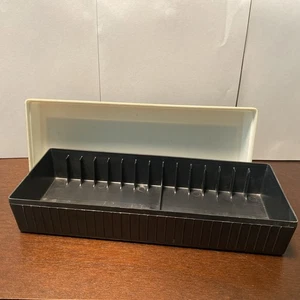 Cassette Tape VTG Storage Case Holds 15 Tapes Hard Plastic Retro - Picture 1 of 3