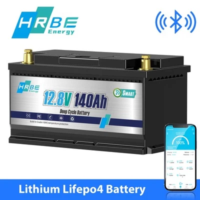 HRBEENERGY 12V 140Ah Lifepo4 Battery 1Pack,Lithium Battery with 100A BMS, Max.1792Wh Energy