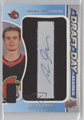 2023-24 Upper Deck SP Game Used Draft Day Marks /35 Ridly Greig Rookie Auto RC - Image 1 of 3