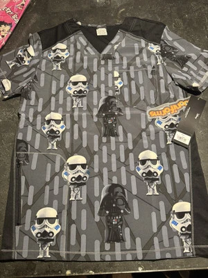Star Wars Cherokee Scrubs Tooniforms Darth Vader Mens Top TF713 SRBM New - Image 1 of 4