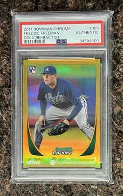 2011 Bowman Chrome Freddie Freeman /50 Gold Refractor PSA Authentic - Image 1 of 3