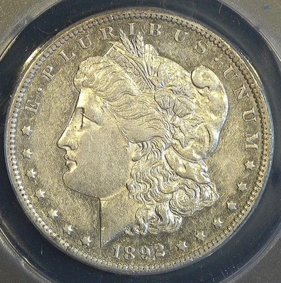 Dólar de plata Morgan 1892 CC ANACS graduado AU 50 detalles limpios Foto 1 de 4