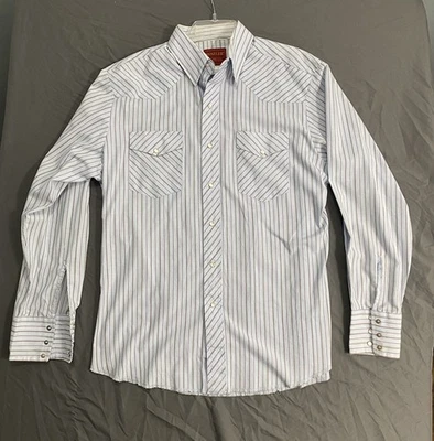 Camisa Rustler Para Hombres De Colección L Azul 75166RSLong Colas Perla A Presión Occidental Foto 1 de 4