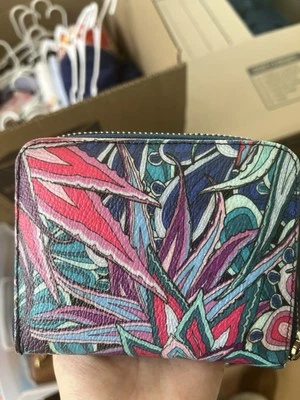 Bolsa de mão Pineda Covalin de seda México preta roxa floral nova com etiqueta - Imagem 1 de 2