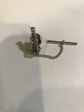 Vintage Oil Derrick Well Pump Tie Tack Clip Lapel Pin Silver Tone 3D Detailed