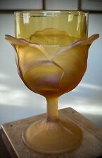 Amber Cabbage Leaf 8 oz Goblet By L G Wright  6” Tall Excellent Condition