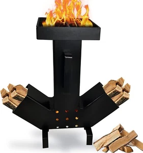 Estufa cohete para acampar - Doble lado grande cámara de combustible - parte superior extraíble estufa para acampar - Imagen 1 de 8