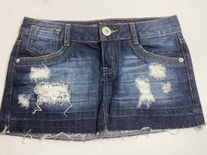 GUESS Mini Denim Rock Damen Größe 25 Dark Wash Distressed Blue Jeans - Bild 1 von 8