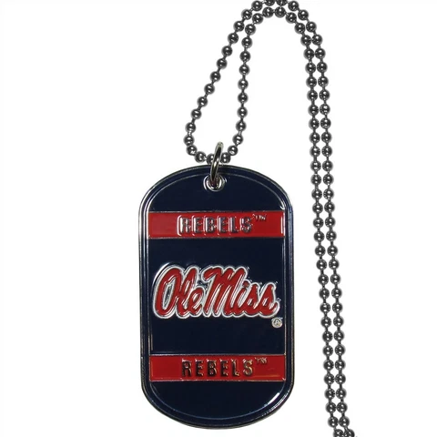 Ole Miss Rebels Dog Tag Necklace NCAA Fan Neck Ball Chain College Sports Fan Cover