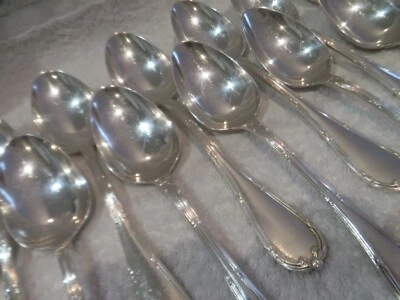 início do século XX banhado a prata 12 colheres de sopa grandes Christofle Rubans LXVI 21,5cm - Imagem 1 de 4