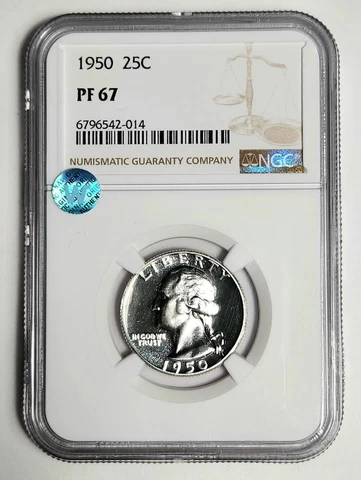 1950 P Washington Quarter NGC PF-67 Sight White Cover