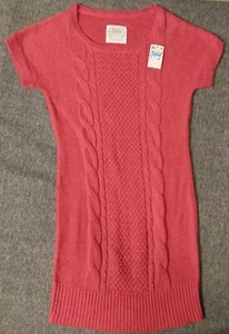 Vintage Justice Pink Stretch Pullover Sweater Dress Size 14 Juniors NEW - Picture 1 of 8