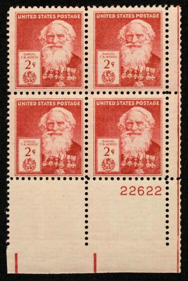 US Plate Block Stamps #890 ~ 1940 2¢ Samuel F.B. Morse Famous Americans SP3035 - Image 1 of 1