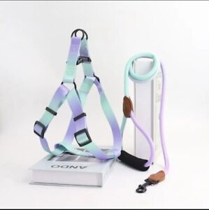 Blue Purple Dog Harness With Traction Rope Reflective Stripes Anti-escape Size M
